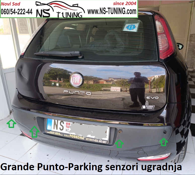 fiat grande punto 2016 2017 2018 2019 ugradnja parking senzora sa ekranom novi sad ns tuning servis